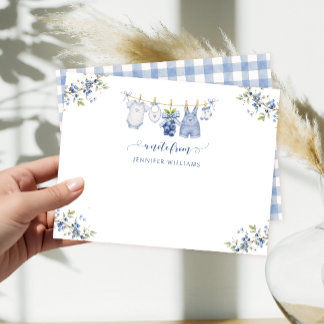 Marine Blauwe Bes Zoete Baby Shower Notitiekaart J Notitiekaartje