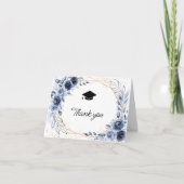 Marine Blauwe Bloemen Afstuderen Bedankkaart (Voorkant)