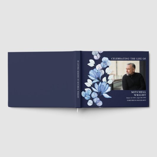 Marine Blauwe Bloemen Begrafenis Viering van het L Gastenboek (Volledig)