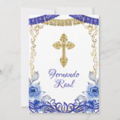 Marine Blauwe Bloemen Fiesta Doop en Verjaardag Kaart (Achterkant)