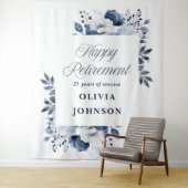 Marine Blauwe Bloemen Pensioen Party Foto Achtergr Wandkleed (In situ)