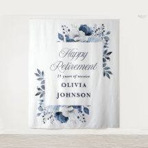 Marine Blauwe Bloemen Pensioen Party Foto Achtergr