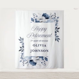 Marine Blauwe Bloemen Pensioen Party Foto Achtergr Wandkleed