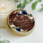 Marine Blauwe Bloemen Rustieke Huwelijk Ronde Sticker