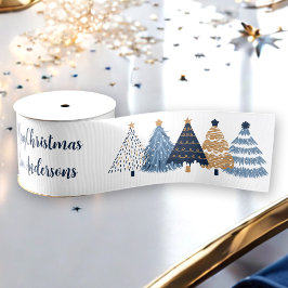 Marine Blauwe Bomen Moderne Eenvoudige Kerstmis Na Grosgrain Lint