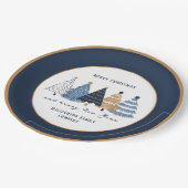 Marine Blauwe Bomen Tekst Naam Moderne Kerstvakant Papieren Bordje (Gekanteld)