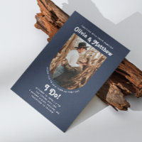 Marine blauwe boog foto eenvoudige retro groovy br