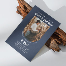 Marine blauwe boog foto eenvoudige retro groovy br kaart