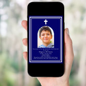 Marine blauwe boog foto jongen Eerste Heilige Comm Kaart