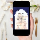 Marine blauwe boog foto save the date