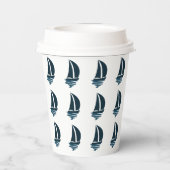 Marine Blauwe Boot Nautische familie Beach House P Papieren Bekers (Achterkant)