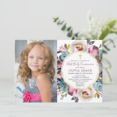 Marine blauwe bordeaux Eerste Heilige Communie fot Kaart (Staand voorkant)