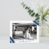 Marine Blauwe bruiloft foto Dank u | Agaat-foto Briefkaart (Staand voorkant)