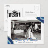 Marine Blauwe bruiloft foto Dank u | Agaat-foto Briefkaart (Voorkant / Achterkant)