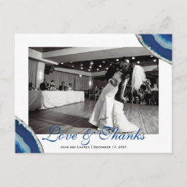 Marine Blauwe bruiloft foto Dank u | Agaat-foto Briefkaart