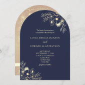 Marine Blauwe bruiloft uitnodiging met QR-code (Voorkant / Achterkant)