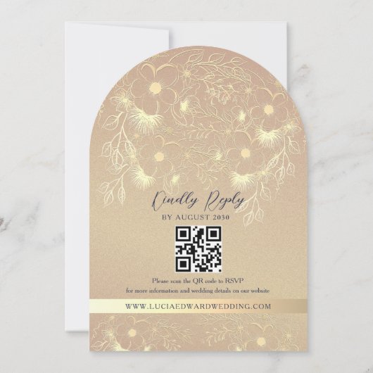 Marine Blauwe bruiloft uitnodiging met QR-code (Achterkant)