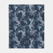 Marine Blauwe Camouflage 3 Monogram Militair Patro Fleece Deken (Voorkant)