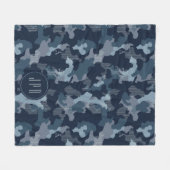 Marine Blauwe Camouflage 3 Monogram Militair Patro Fleece Deken (Voorkant (Horizontaal))