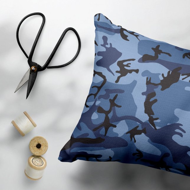 Marine Blauwe Camouflage, Militair, Leger Accent Kussen (Creator heeft geüpload)