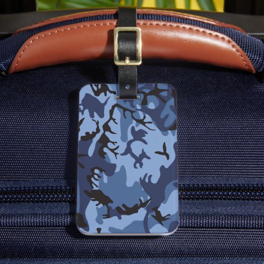 Marine Blauwe Camouflage, Militair, Leger Bagagelabel (Voorkant Insitu 2)