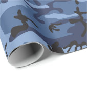 Marine Blauwe Camouflage, Militair, Leger Cadeaupapier (Rol Hoek)