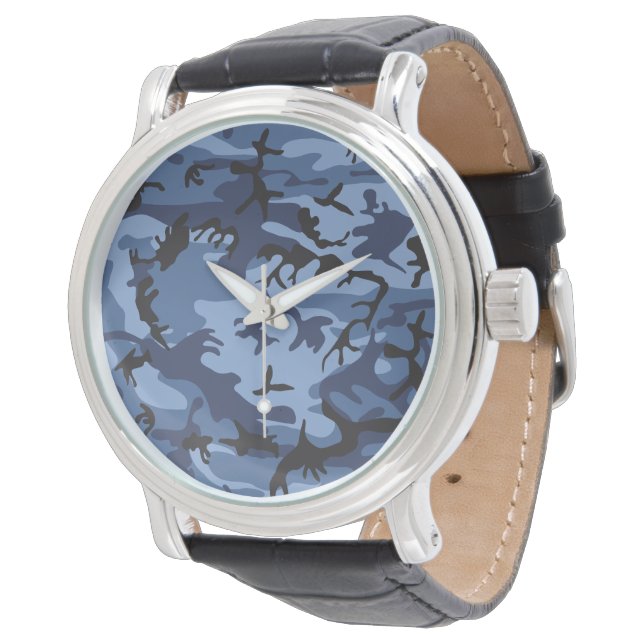 Marine Blauwe Camouflage, Militair, Leger Horloge (Gekanteld)
