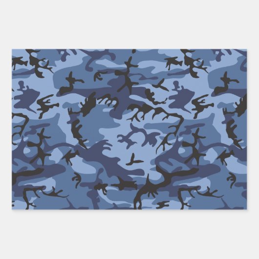 Marine Blauwe Camouflage, Militair, Leger Inpakpapier Vel (Voorkant 3)