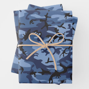 Marine Blauwe Camouflage, Militair, Leger Inpakpapier Vel