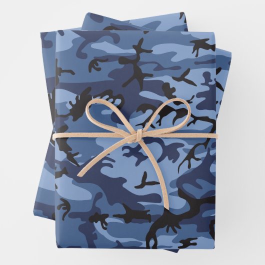 Marine Blauwe Camouflage, Militair, Leger Inpakpapier Vel (In situ)