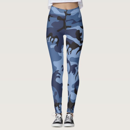 Marine Blauwe Camouflage, Militair, Leger Leggings (Voorkant)