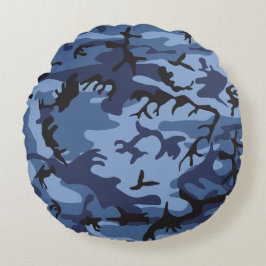 Marine Blauwe Camouflage, Militair, Leger Rond Kussen