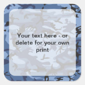 Marine Blauwe Camouflage, Militair, Leger Vierkante Sticker (Voorkant)