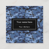 Marine blauwe camouflage, militair patroon, leger vierkante visitekaartje (Achterkant)