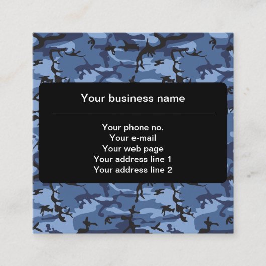 Marine blauwe camouflage, militair patroon, leger vierkante visitekaartje (Voorkant)