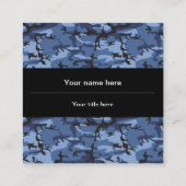 Marine blauwe camouflage, militair patroon, leger vierkante visitekaartje (Achterkant)