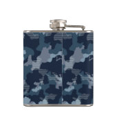 Marine Blauwe Camouflage Militaire Patroon Monogra Heupfles (Achterkant)