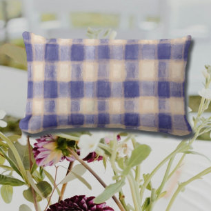 Marine blauwe crème tartan plaid gingham boerderij kussen