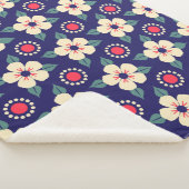 Marine Blauwe Deken met Crème Bloemen (3/4)