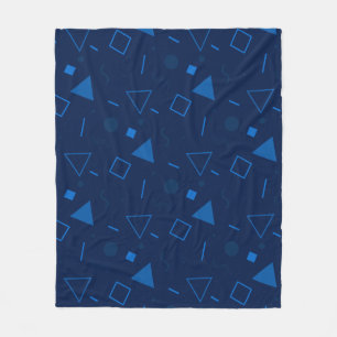 Marine Blauwe Driehoek Cirkel Vierkant Memphis Pat Fleece Deken