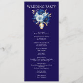 Marine Blauwe en Gouden Bloemen Trouwprogramma Programmakaart (Achterkant)