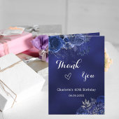 Marine blauwe foto bloemen verjaardag dank u kaart