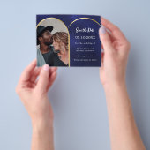 Marine blauwe foto boog bruiloft Save the Date Flyer (Hand)