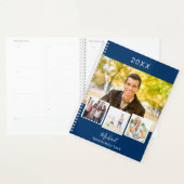 Marine blauwe foto collage afspraken 2026 planner (Display)