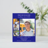 Marine blauwe foto Graduation Party uitnodiging (Staand voorkant)