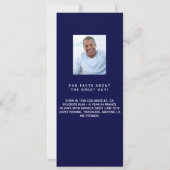 Marine blauwe foto leuke feiten verjaardagsmenu ka kaart (Achterkant)