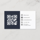 Marine Blauwe Foto met QR Code Sociale Media Visitekaartje (Achterkant)