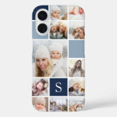 Marine Blauwe Fotocollage & Monogram Case-Mate iPhone Case (Achterkant)