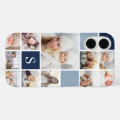 Marine Blauwe Fotocollage & Monogram Case-Mate iPhone Case (Achterkant (horizontaal))