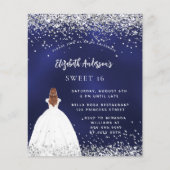 Marine blauwe glitter jurk Sweet 16 uitnodiging (Voorkant)